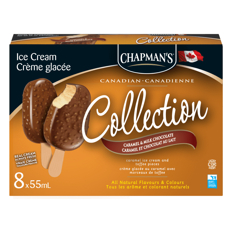 8 x 55 mL Box of Chapman's Caramel & Milk Chocolate Ice Cream Bars