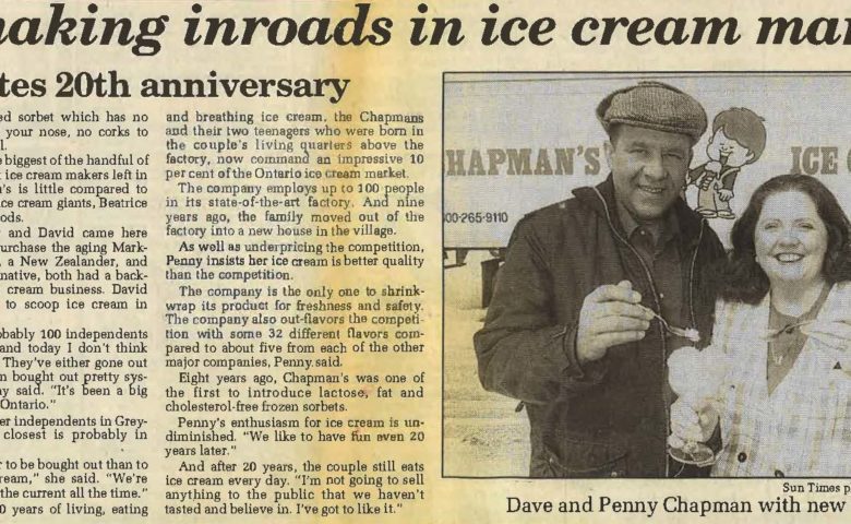 Sun Times article excerpt of David and Penny Chapman in 1993