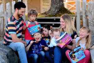 A family enjoying Chapman's Canadian Collection bars