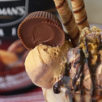 Chocolate Peanut Butter Explosion Milkshake made with Chapman's Chocolate Peanut Butter Cup Ice Cream