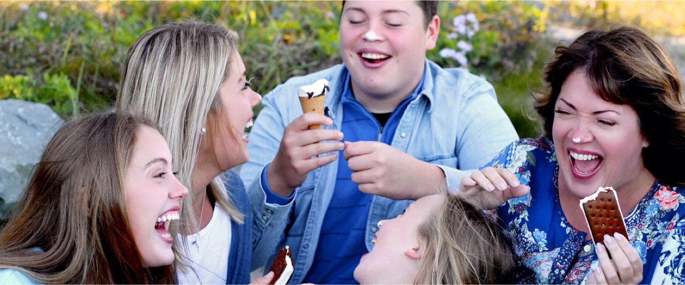 A family enjoys an assortment of Chapman's Supers ice cream novelties