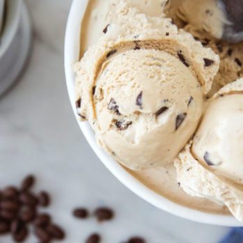 Chapman's Cappuccino Frozen Yogurt with espresso beans in the background
