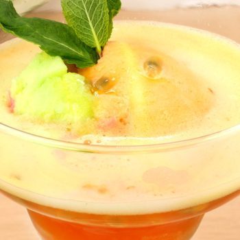 Tropical Mocktail with Rainbow Sorbet