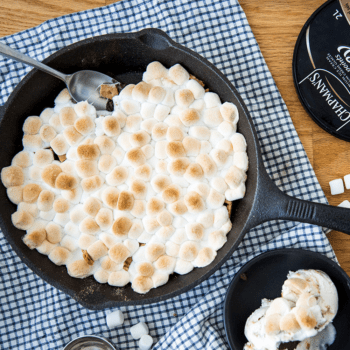 Chapman's Ice Cream Recipe_Cherry Chocolate Pie topped with Chapman's Ice Cream and a cherry