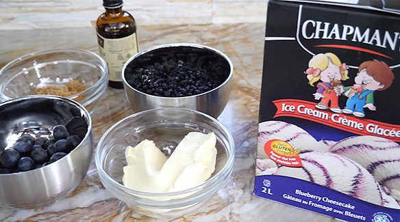 Chapman's Blueberry Ice Cream Cheesecake Step 6_water, dried blueberries, brown sugar and vanilla extract.
