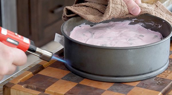 Chapman's Recipe_ Black Cherry Ice Cream Cake_Step 7 use blow torch to remove spring-form pan