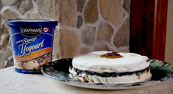 Chapman's Recipe_Salty Caramel Frozen Yogurt Cake with Pretzel Crunch_Step 13_Slice cake and serve