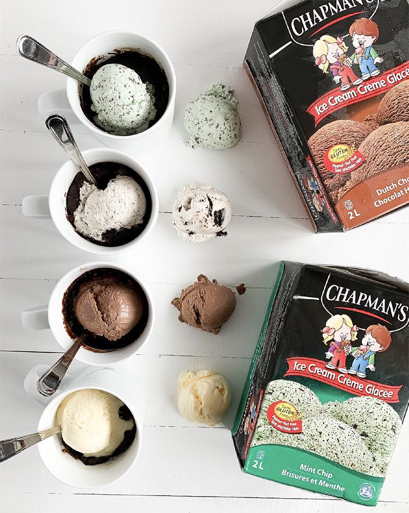 Easy Mug Fudge Brownie recipe with Chapman's Ice Cream