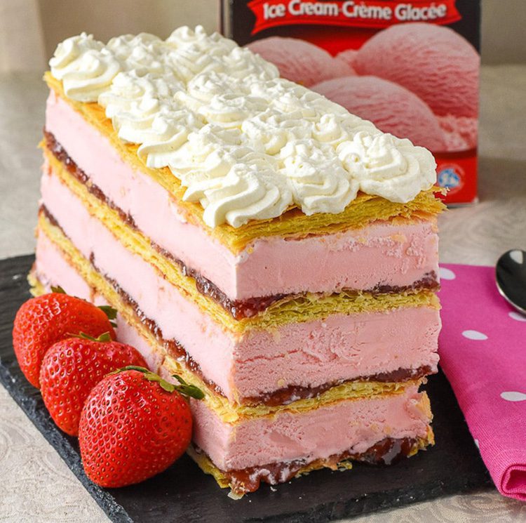 Strawberry Mille-Feuille Ice Cream Cake